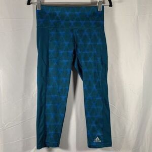 Adidas Climalite Mid-Rise Blue Dot Pattern Cropped Leggings